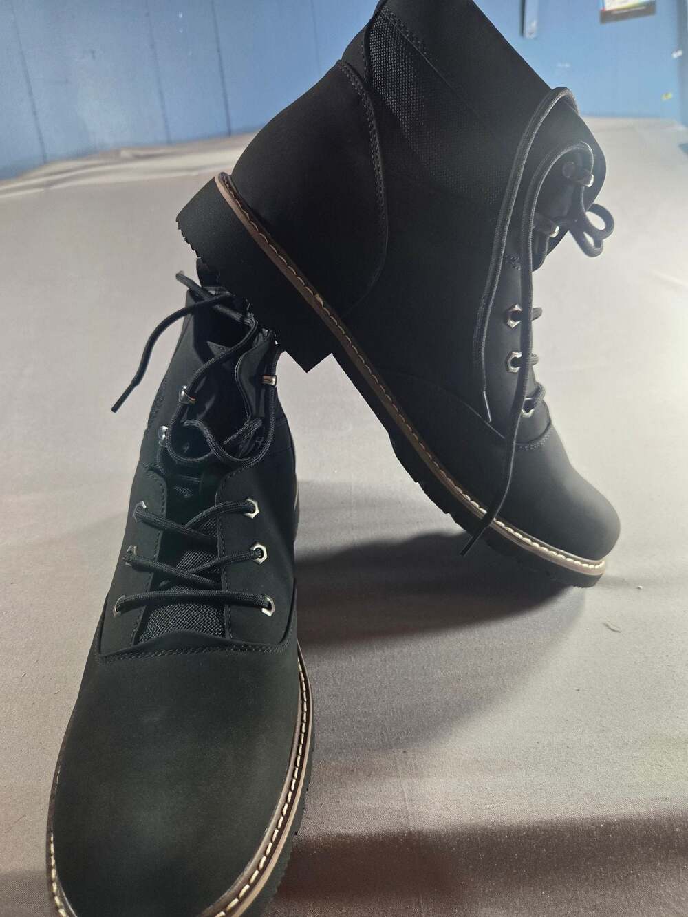 Truveld  Black Lace-Up Combat Ankle Boots